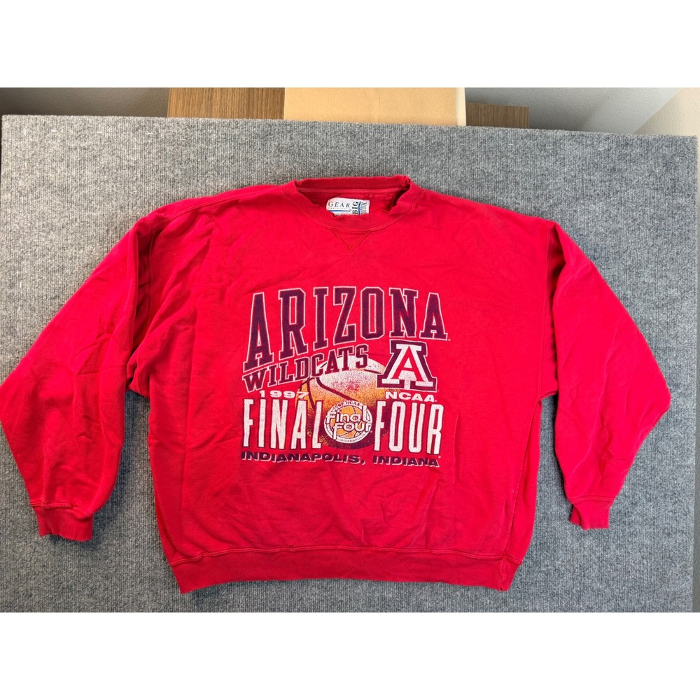 Vintage Arizona Wildcats 1997 Final Four Sweatshirt XL Red Gear Big Cotton 90s